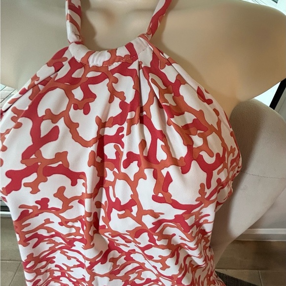 Coral Print J McLaughlin Halter Neck Top - Picture 8 of 9
